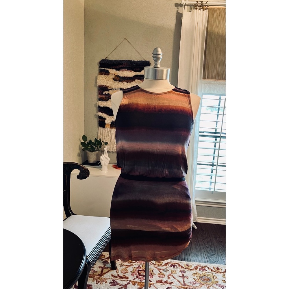 Young, Fabulous & Broke Purple Ombre Striped Sleeveless Ruched Mini Dress Sz XS